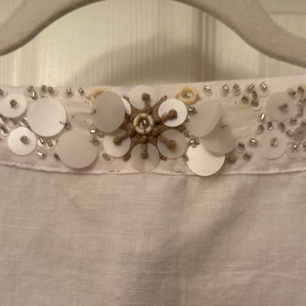 Chico's Ivory Tunic with Taupe and Silver Accents Size 1 - Picture 6 of 12